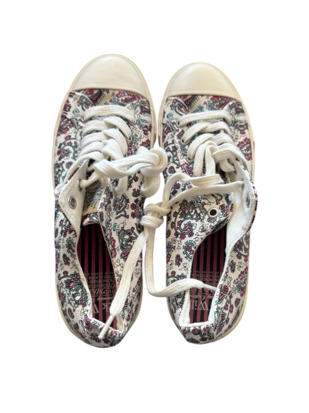 Jack Wills Paisley Print Canvas Sneakers - White/Pink